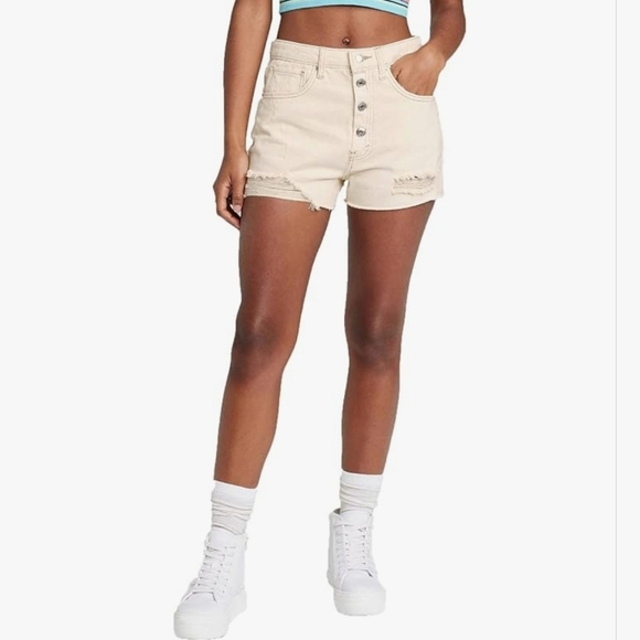 NWT Wild Fable Women's Super-High Rise Cut-Off Jean Shorts Off-White Size 2/26 - Picture 14 of 16